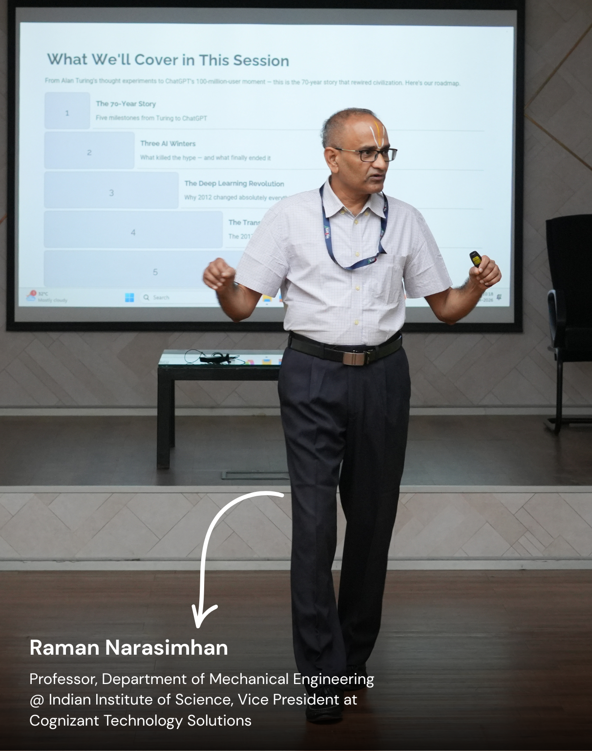 Slide 1 - Raman Narasimhan presenting at IITM Pravartak
